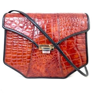 Vintage Bag ‘Brahmin-Esque’ Crossbody Genuine Leather Croc Alligator Pattern
